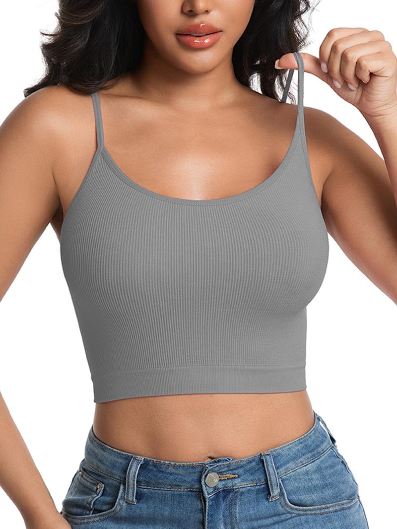 8 Pieces Women's Solid Wireless Bra, Stretchy Comfortable Breathable Bra, Ladies Lingerie for All Seasons, Fitness Training Clothes, Yoga Sports Bra Seamless Activewear Workout Ribbed