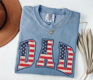 Comfort Colors American Dad Shirt, Dad USA Flag Shirt, Fathers Day Gift, 4th of July Shirt, New Dad Shirt, Patriotic Dad Tee, Gift for Dad - LORA ATCHER