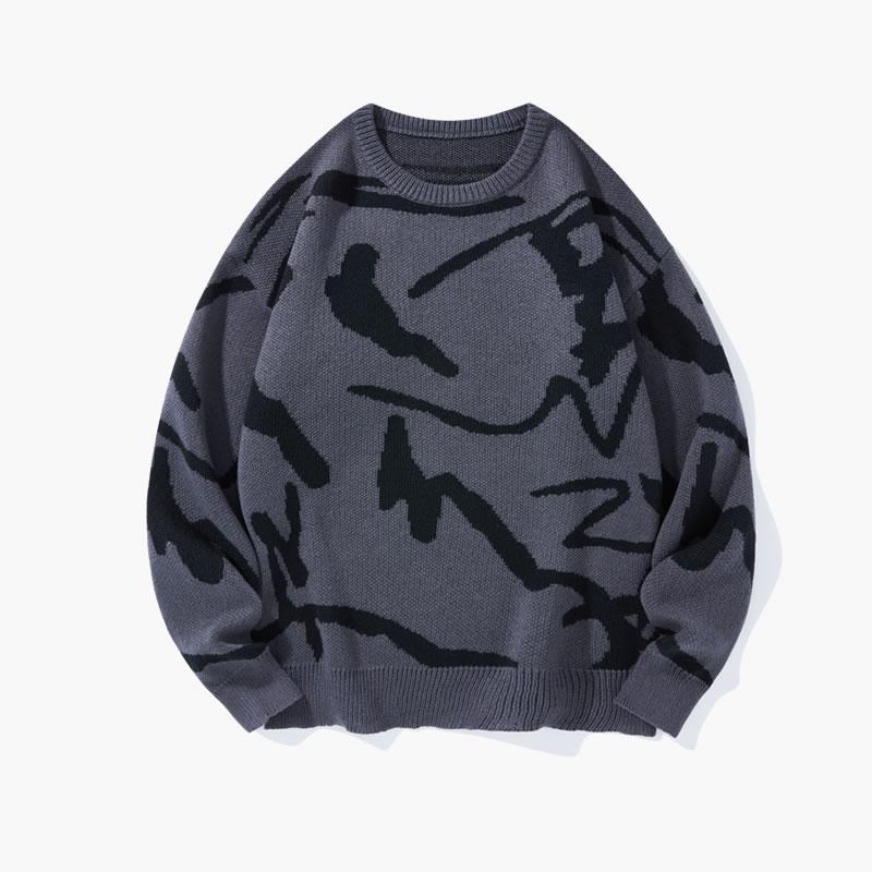 #Springfresh Men's Knitted Long Sleeve Sweater Crew Neck Y2K Graphic Casual Regular Fit Jumper for Fall & Winter Stylish Breathable Pullover Sweater Menswear Outfit Stylish Tops Grey Chinos Aesthetic Loose Fit Crewneck Fashionable Knitwear SpringStatement