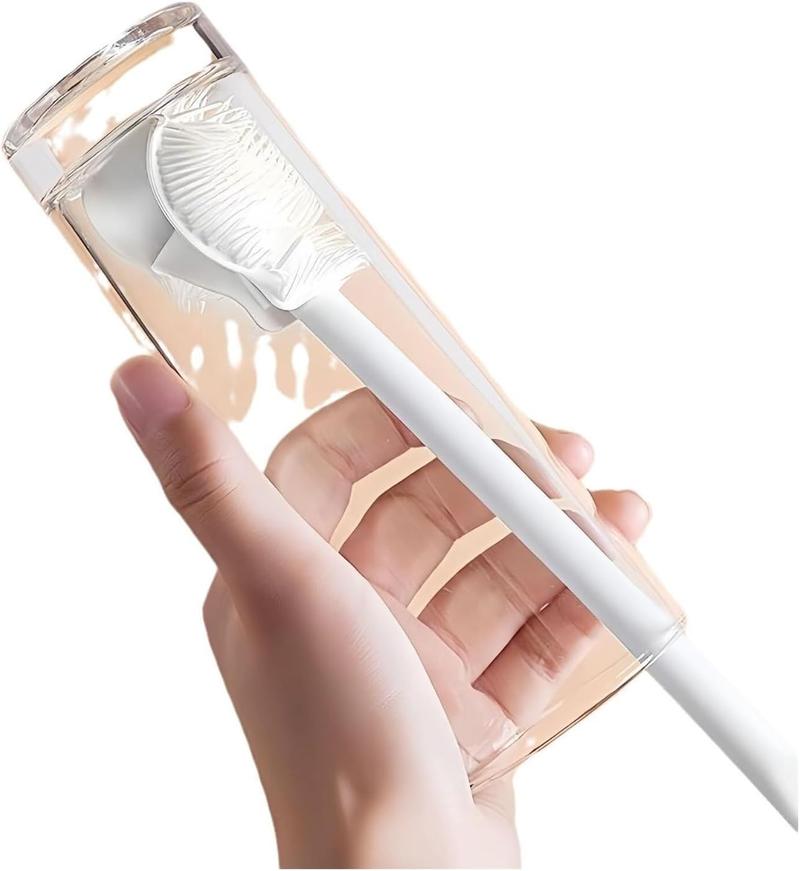 3pc Soft Bristle Silicone Cup Brush, 360°Silicone Cup Brush Long Handle Water Bottle Brush Cleaner, Cup Cleaner Brush Cup Lid Cleaning Brush For Narrow Neck Containers