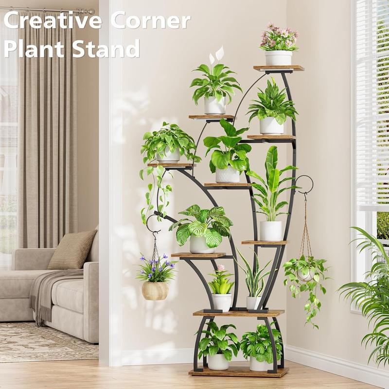 POZILAN plant stand indoor with grow lights - 65" tall plant shelf, Lighted large plant stand for indoor plants, 8 Tiered Flower holder, shell-shaped plant rack for living room POZILAN plant stand indoor with grow lights - 65" tall plant shelf, Lighted large plant stand for indoor plants, 8 Tiered Flower holder, shell-shaped plant rack for living room
