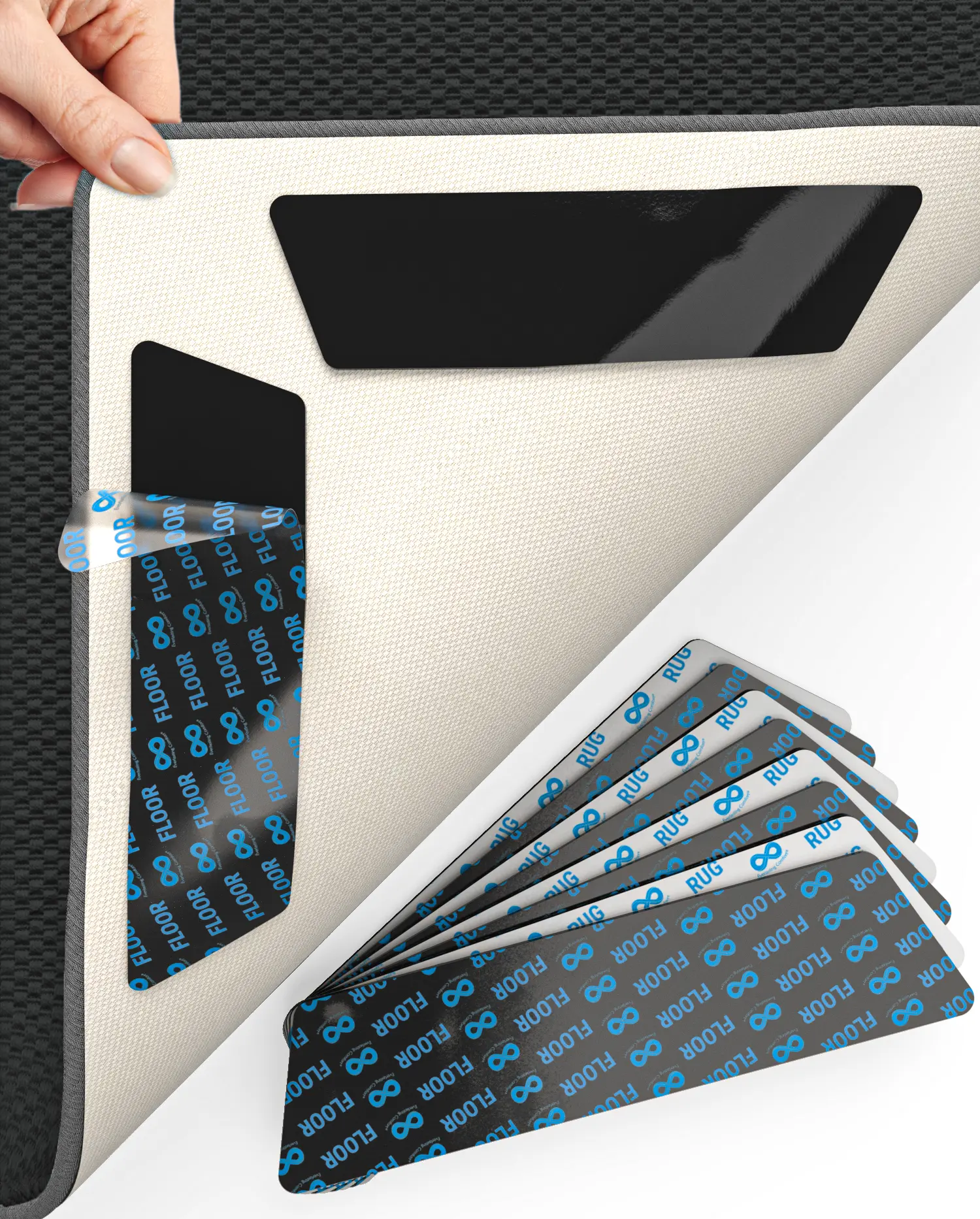 8-Pack Non Slip Rug Grippers - Double Sided Reusable Rug Corner Grippers, Easy Install Carpet Stickers to Stop Corner Curling