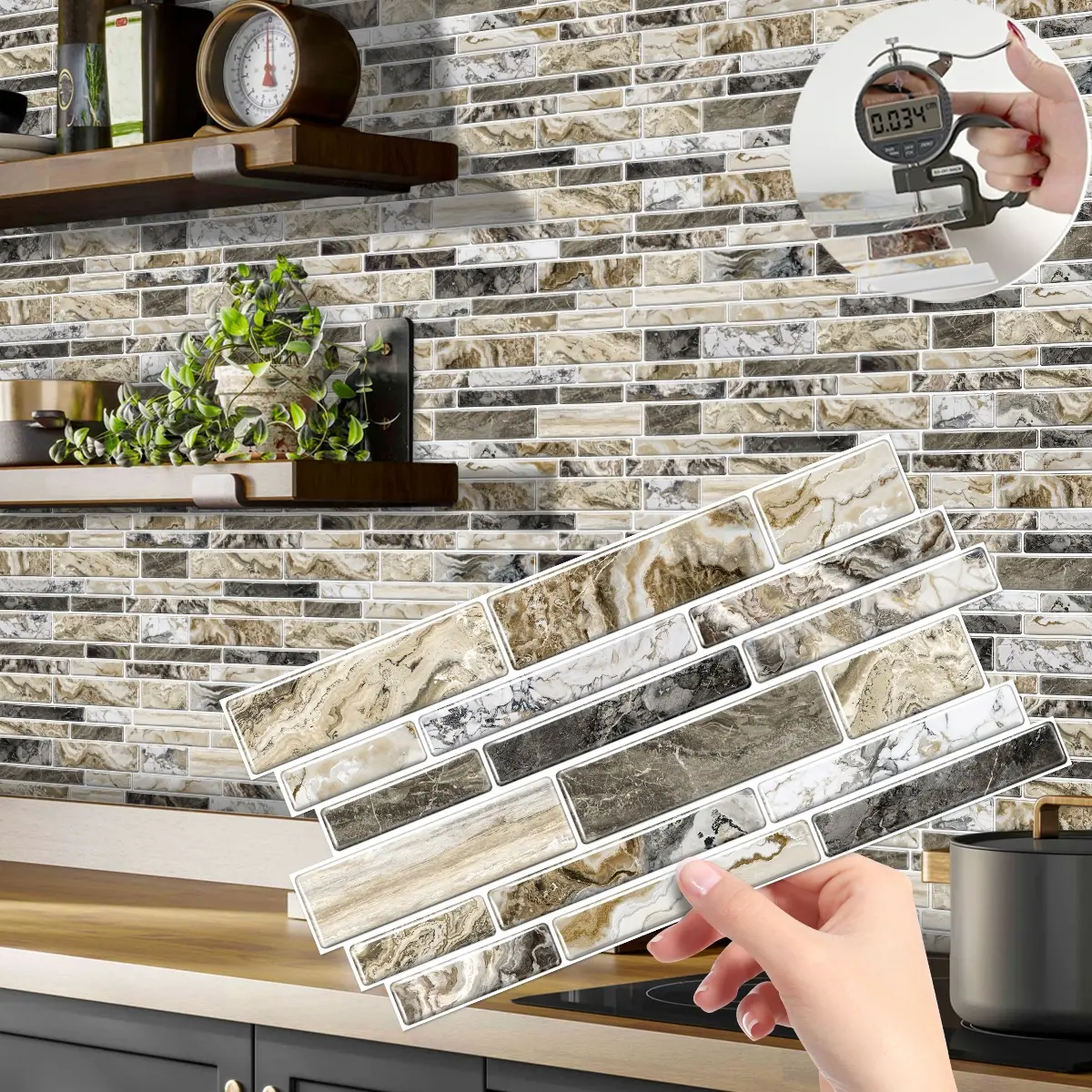 Self-Adhesive Peel-And-Stick Wall Decals, Splash-Proof & Waterproof Marble Backsplash Peel And Stick Wallpaper Designs Wallpaper Stickers for Kitchen Bathroom Dining Room School Office Decorations