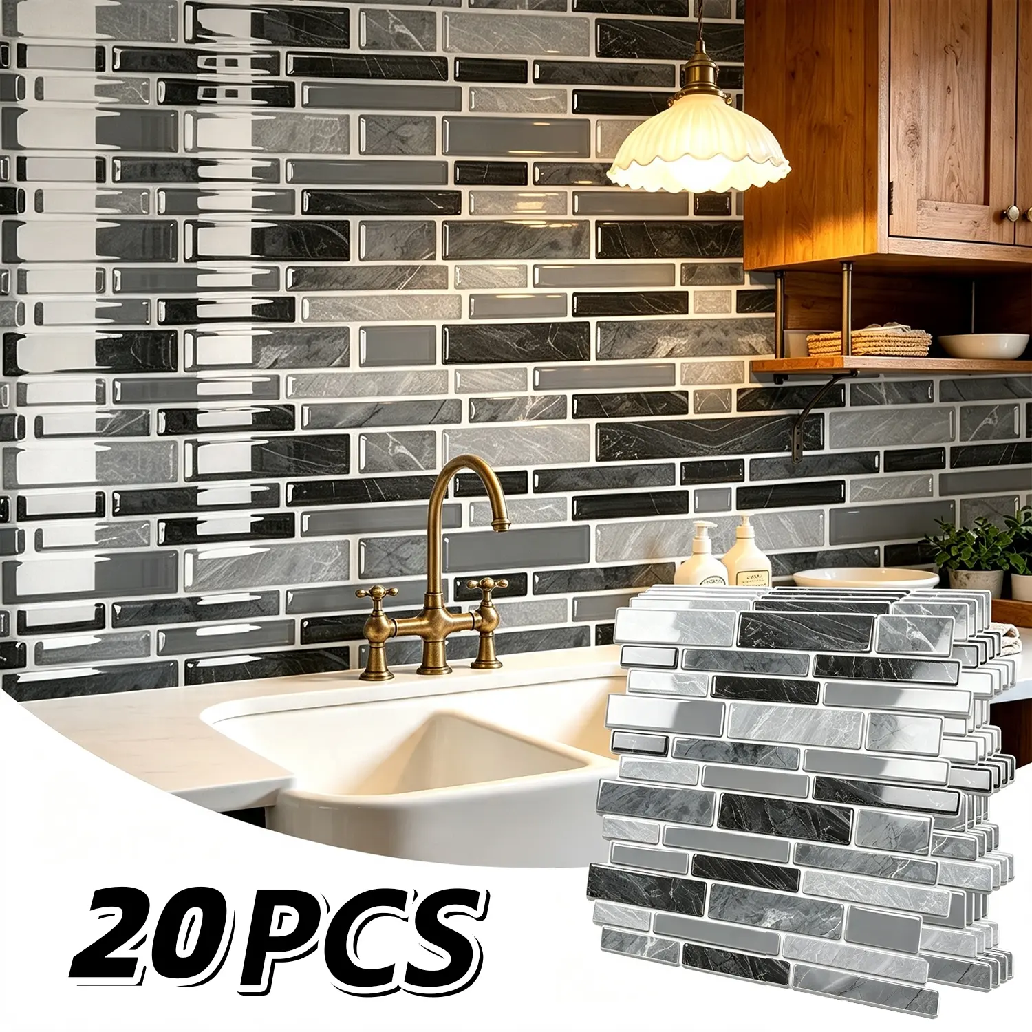 Art Deco 3D Textured Art Peelable Wall Stickers & Murals, 12x12 in Glossy Finish Waterproof Removable Backsplash Tiles, 10-20 Pack Choice Self-Adhesive Panels, Tenant-Friendly DIY Indoor Wall Decor for Kitchen Updates