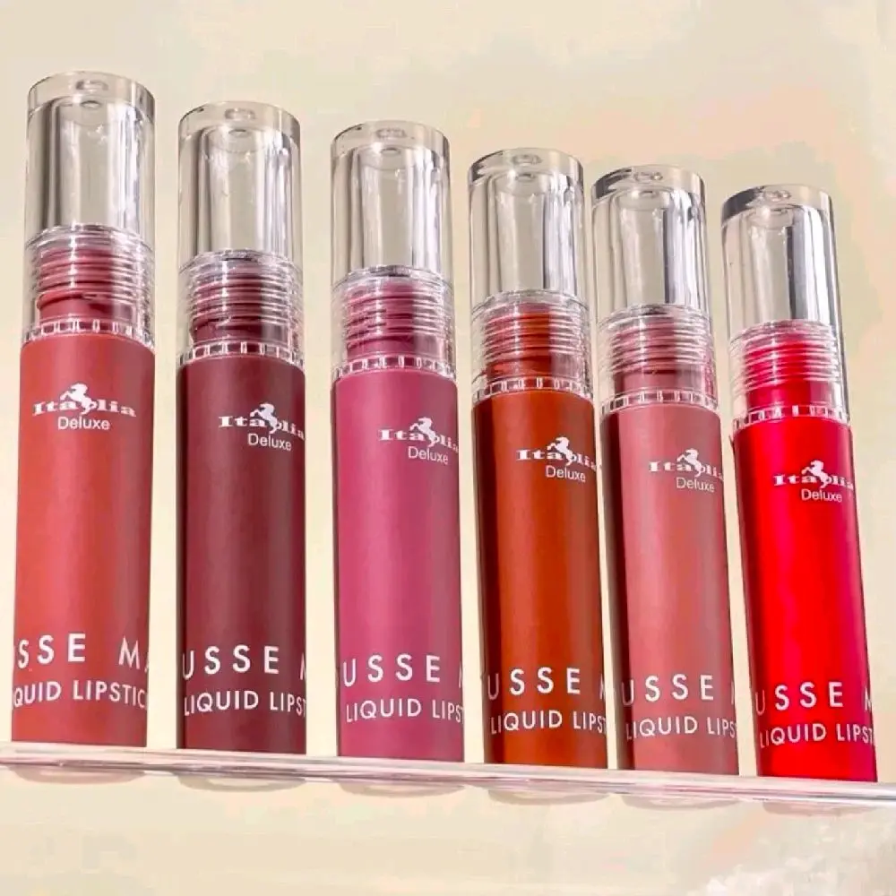 Italia Deluxe Almond Scent Matte Liquid Mouse Lipstick, Smooth Mousse Texture Cosmetic, Available in Various Colors, Chocolate Gloss Finish Makeup