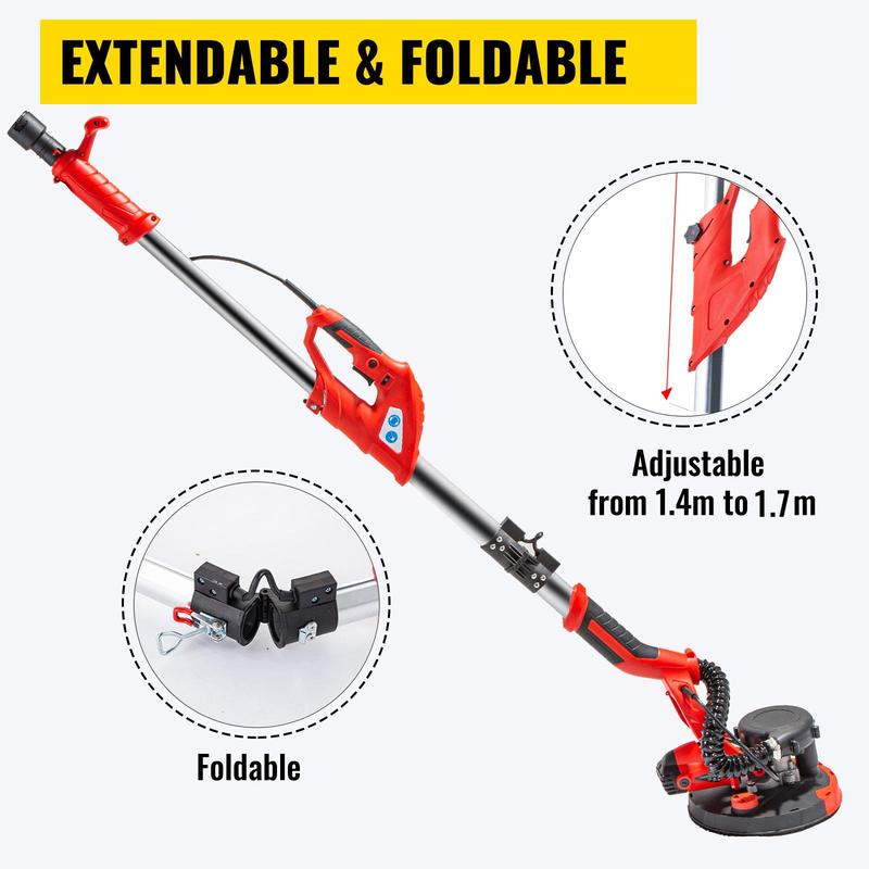 VEVOR Drywall Sander 850W Electric, Various specifications, Electric Sander Variable Speed, Telescope Handle, Vacuum Bag Drywall Sanders 6 Sand Pads