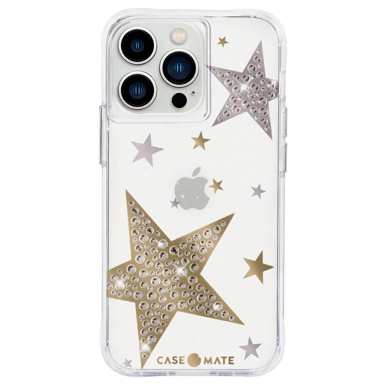 Sheer Superstar Crystal Phone Case - Gold, Silver Handheld Accessory for iPhone 13 Pro, Premium Mobile Phone Accessories, Shine Wherever You Go