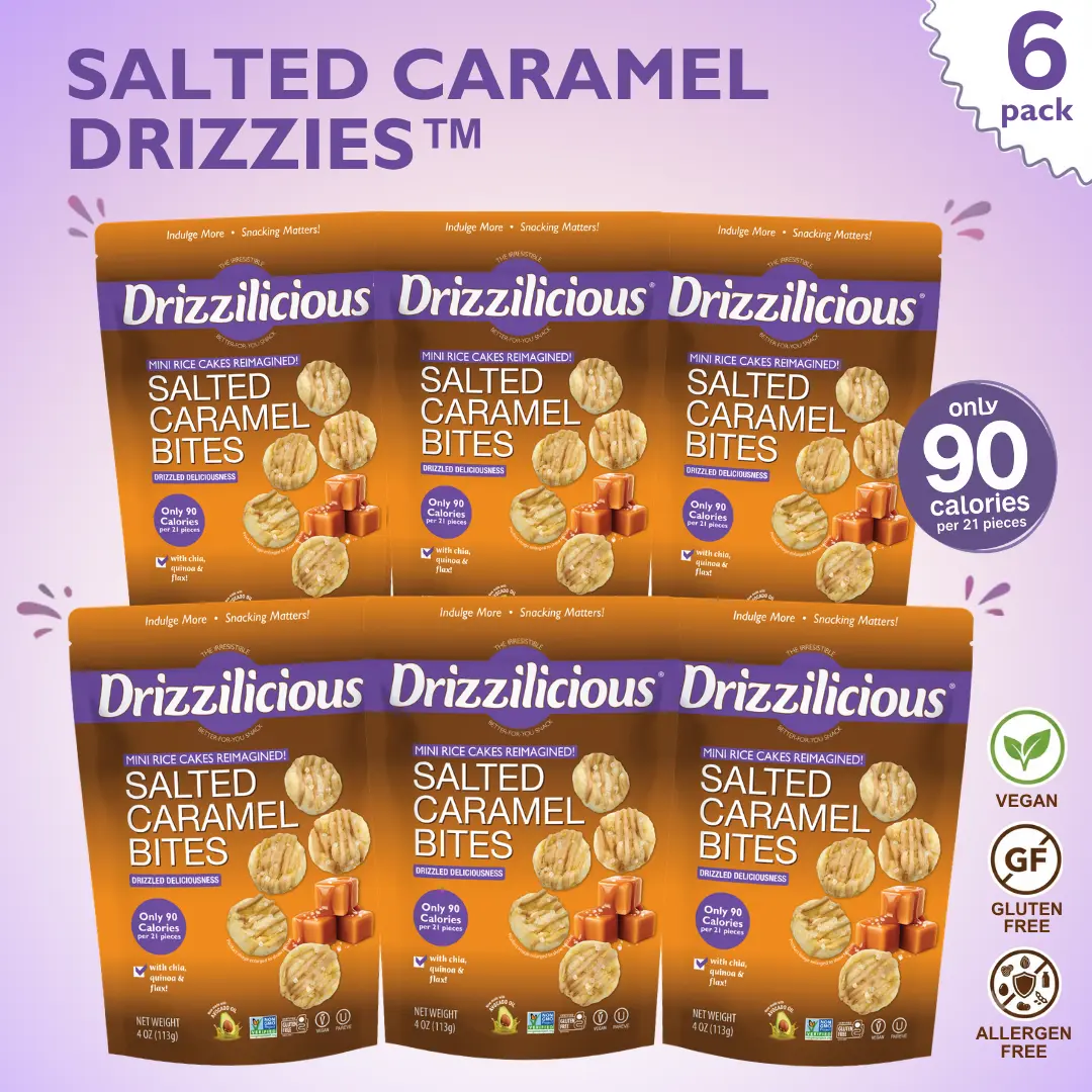 6 Pack - Drizzilicious Salted Caramel Mini Rice Cakes 4 oz