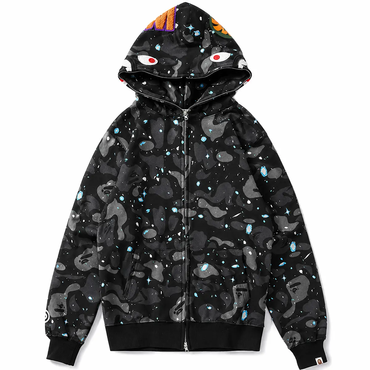 BAPE Shark Full Zip Double Hoodie Black Multi Men Or Women