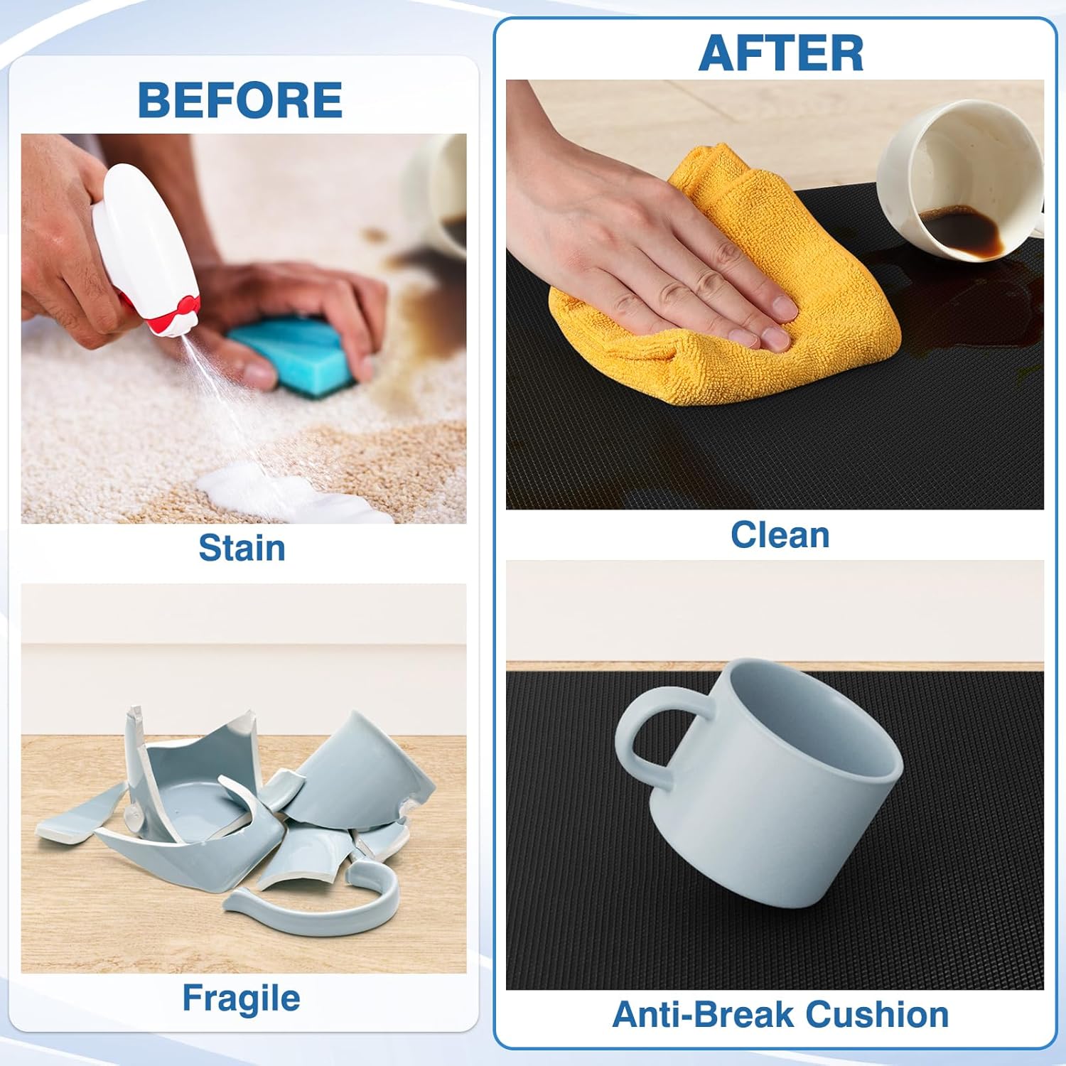 Kitchen Mats, 2PCS Kitchen Rugs, Cushioned Anti Fatigue Kitchen Mats for Floor, Non-Slip Standing Desk Mat, Waterproof Kitchen Rug Set for Kitchen, Floor, Office,