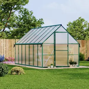 8X14 ft Polycarbonate Greenhouse with Aluminum Frame, Polycarbonate Greenhouse for Outdoors, Greenhouses with Ventilation and Rain Gutter, Aluminum Large Walk-in Greenhouses for Outside