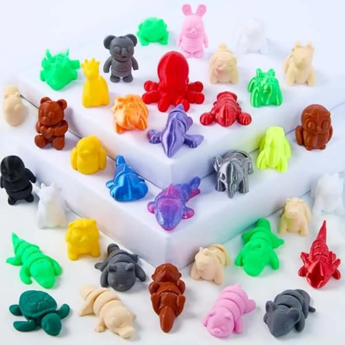 36 Pcs Mini 3D Printed Mix Animals Set, 36 Different Animals 3D Printed Toys - Cute Articulated Flexible Figurines Fidget Toys for Party Favors Birthday Gifts Desk Pets
