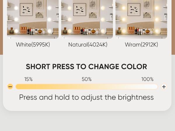 White Vanity Desk with Lighted Mirror & Power Outlet, Makeup Vanity with 3 Drawers, 4 Shelves, Cabinet & Hair Dryer Holder for Bedroom Girls