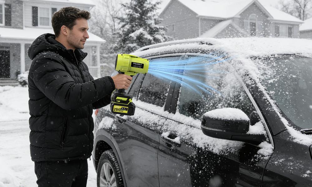 Leaf Blower Cordless, 21V Portable Dust Cleaner with 2 x 4.0Ah Battery and Charger, Electric Leaf Blower for Lawn Care,Dust,Snow,Car Blowing Water