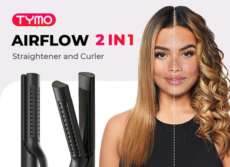 TYMO AIRFLOW- Straightener and Curling Irons 2 in 1, 360° Cooling Air Hair Curler, Tourmaline Coating, Comfort, hair styling tools, Plancha de cabello