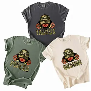 Full 12 Zodiac Sign Comfort Colors TShirt – Taurus, Pisces & Gemini Zodiac Girl Astrology Tee with Camo Hat Graphic, Trendy Horoscope Streetwear, Soft Washed Cotton Unisex Gift Crewneck