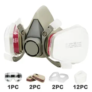 Reusable Half Face Respirator Mask Kit I Premium WorkProtection with Safety Glasses | Anti-Dust, Gas & FumesProtection I Perfect for Painting, Sanding, Car Spraying, DIY,Machine Polishing I Workshop Must-Have dual gas mask mens gifts