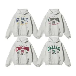 All Teams Hockey Unisex Crewneck Sport Grey Hoodie, Sport Classic Cotton, Sport Grey Color Menswear Tops