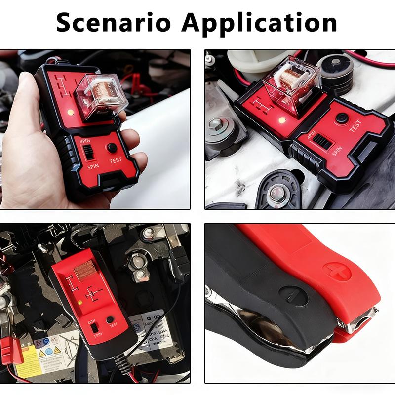 Automotive Relay Tester BJ-707, 4 & 5 Pin 12V Auto Diagnostic Tool, Small Handheld DIY Car Tester with Battery Clips, Relay Testing Kit, Electrical Systems Tool