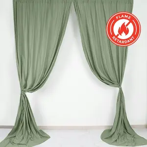 2 Pack 5ftx10ft Dusty Sage Green Scuba Polyester Backdrop Drape Curtains, Durable Flame Resistant Event Divider Panels Wrinkle Free With Rod Pockets