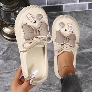 Women'sCuteBowknotDecorativeClogs,CasualHollowDesignEvaSandals,ComfortableBeachShoesNewYearandChristmasGiftsspellboundshoeswomen's clothing Footwear Flipflop