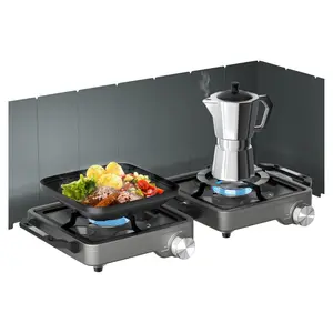 Foldable 2 Burner Camping Stove 27000 BTU – Portable Propane Camping Stove with Windshield & Carry Bag for Outdoor Cooking, Camping, BBQ, Tailgating