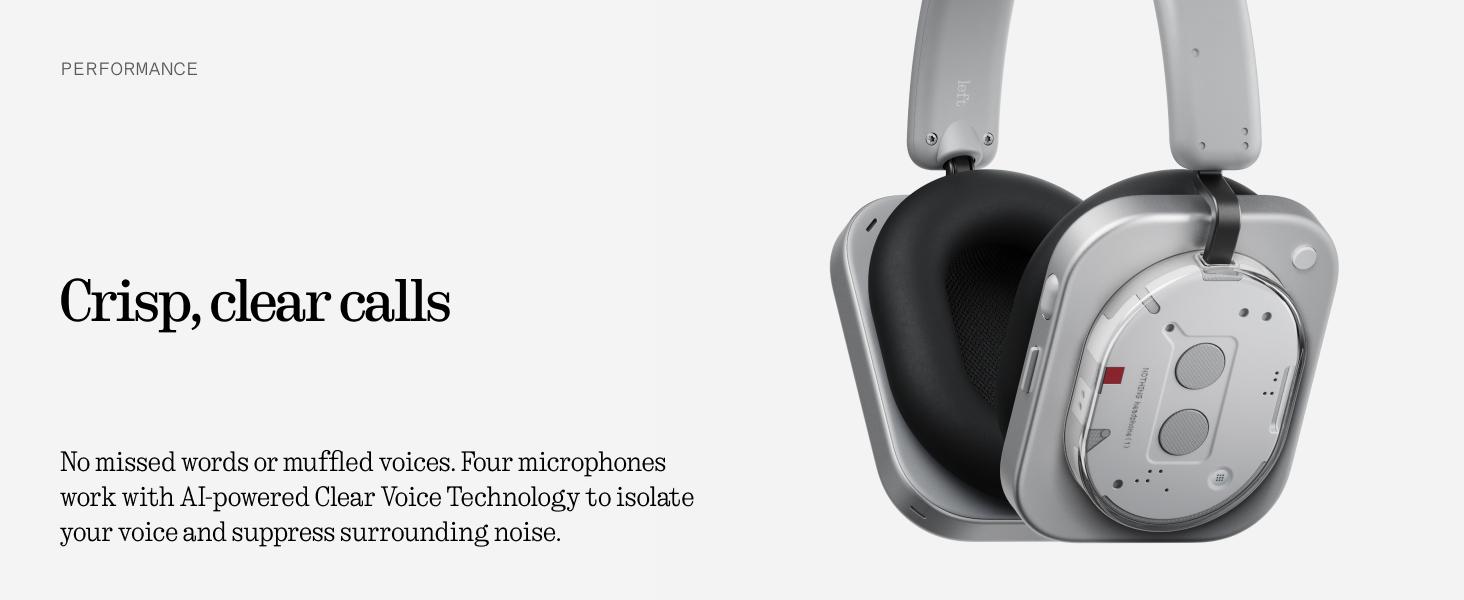 Nothing Headphone (1) Hybrid Active Noise Cancelling Headphones, Wireless Over Ear Headphones with 6 MICS, Personalized Spatial Audio, Tuning by KEF, Up to 80 Hours Playtime, Bluetooth Headset White