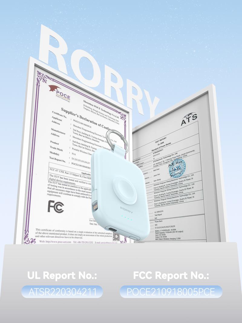 RORRY 5000mAh Portable Charger Built-in Cables Keychain Power Bank for Apple Watch Series  iPhone 17-12 USB Type-C Portable Travel Charger Powerbank Perfect Gift   valentinesdaygiftideas