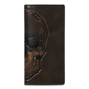 House of Jack Co Skull Long Bifold Wallet with Skull Design and Leather Finish