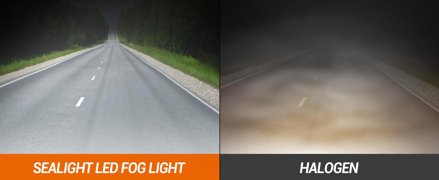 SEALIGHT H10/9145/9140 LED Fog Light Bulbs, 6000K Xenon White, 27 SMD Chips, 360-degree Illumination, Non-polarity, Pack of 2