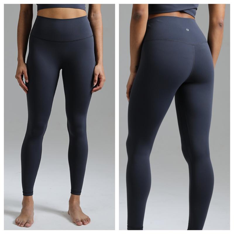 Colorfulkoala Dreamlux No Front Seam Leggings for Women 25"/28" Inseam Seamless High Waisted Buttery Soft Yoga Pants with Inner Pocket Tight Fit Sporty Stylish Activewear Blue Compression Clothes - Fitness Outfit