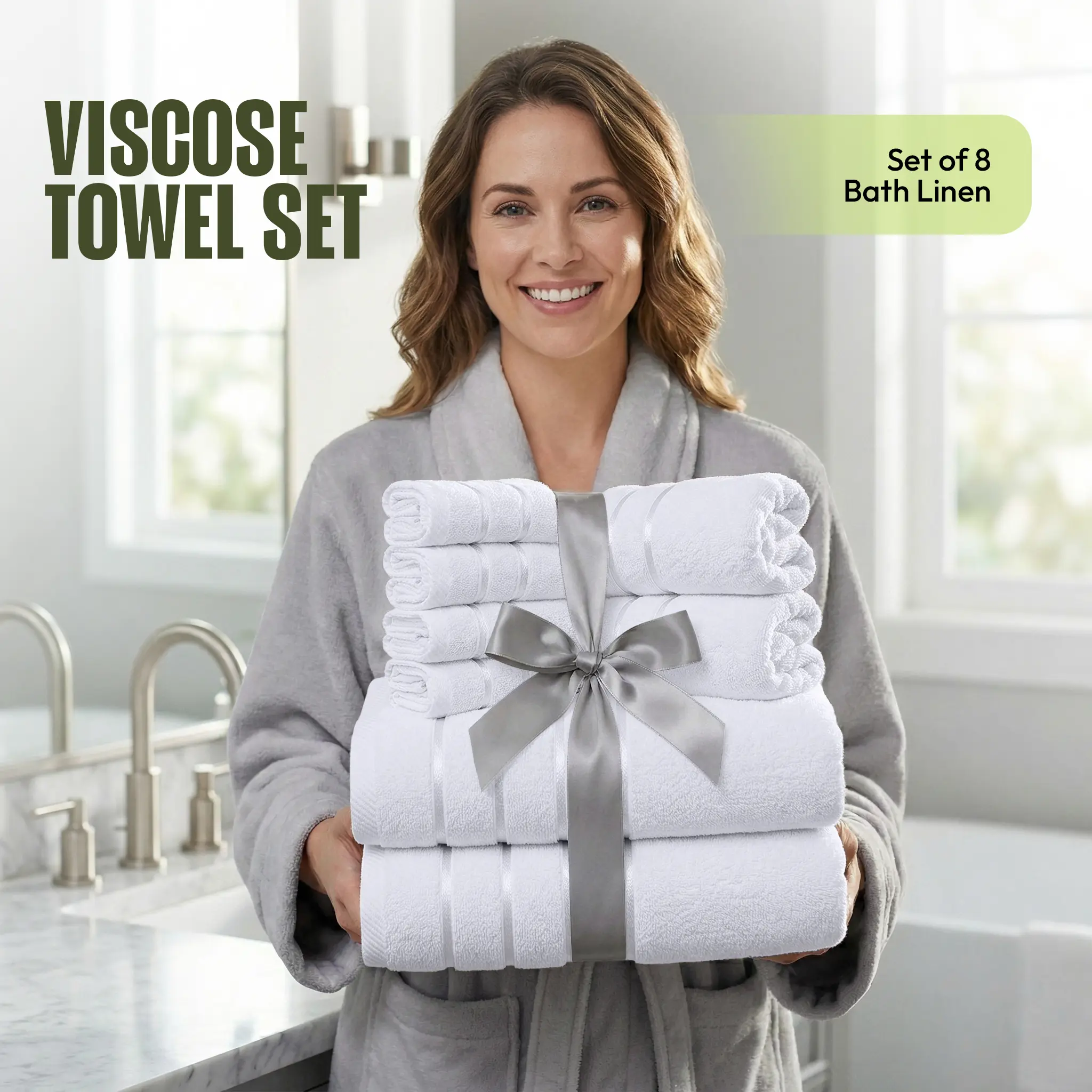 Premium Bathroom Towel Set - 8-Piece Multi-Size for Bathroom, Including 2 Bath, 2 Hand & 4 Washcloths, Soft 600 GSM Cotton Absorbent Linens, Towels For Bathroom