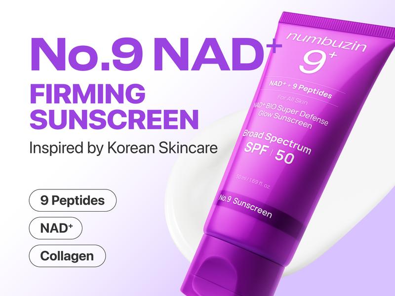 [numbuzin official shop] No.9 NAD+ Glow AM Set | No.9 NAD+ PDRN Glow Boosting Toner + No.9 NAD+ BIO Lifting-sil Essence + No.9 NAD+ BIO Super Defense Glow Sunscreen with SPF 50 | Glowing, Firming, Hydrating | Peptides, NAD+