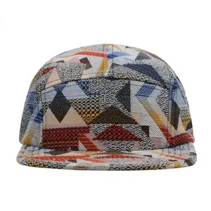 XL Patchwork Jacquard 5 Panel Hat | Big Head Camp Cap | HatPhile