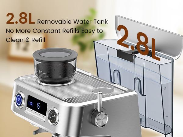 COWSAR Espresso Machine, 58mm professional brewing system, dual boiler system, PID intelligent temperature control, integrated conical burr grinding system, espresso machine with 58mm stainless steel funnel