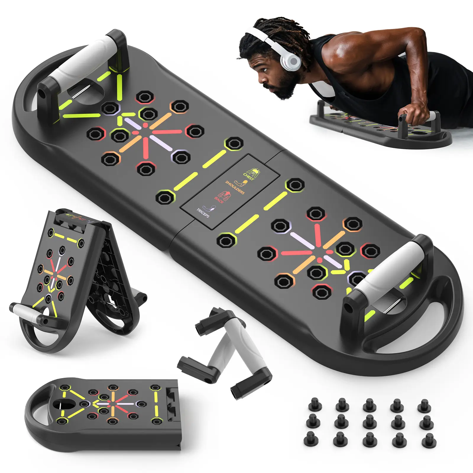 Push Up Board Fitness, Portable Foldable 20 in 1 Push Up Bar at Home Gym, Pushup Handles for Floor. Professional Strength Training Equipment For Man and Women summerwins