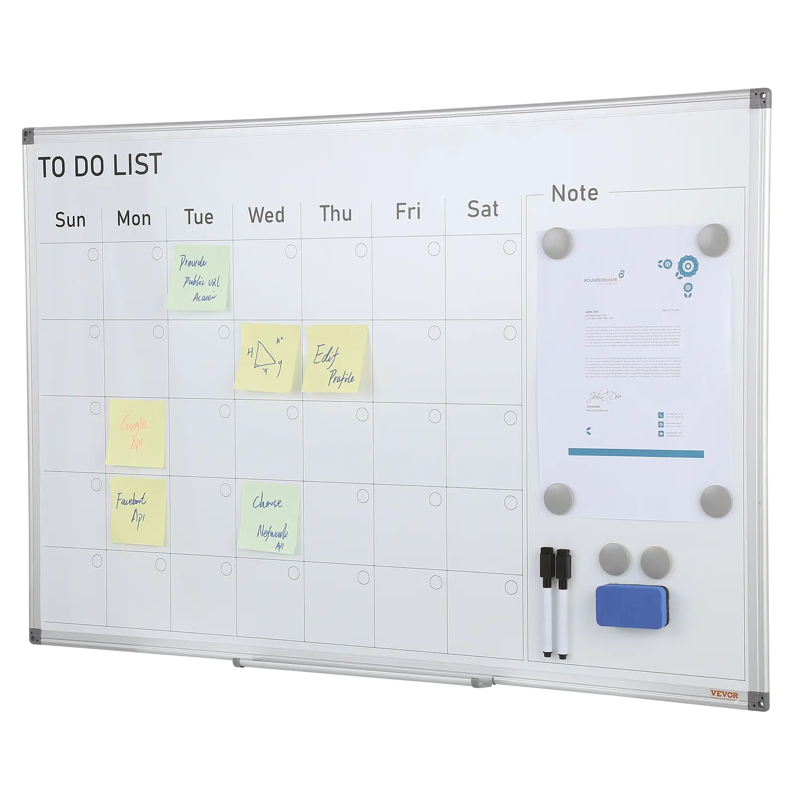 【Summerfinds】VEVOR Calendar Whiteboard 36 x 24 Inches Magnetic Dry Erase Calendar BoardMonthly Planner Whiteboard for Wall1 Magnetic Erase & 2 Dry Erase Marker & Movable Tray for Restaurant Office Home School