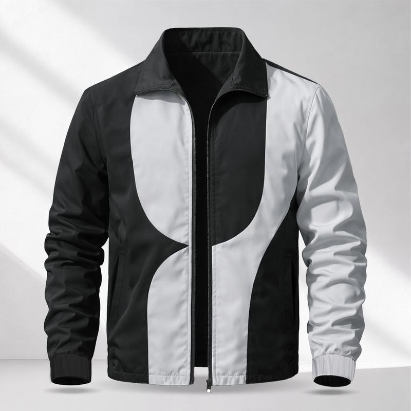 Men’s casual color-block collared jacket with a lightweight design—lightweight and comfortable, suitable for campus outings, sports and leisure, and everyday commuting to work. A minimalist, lightweight jacket for spring and summer.