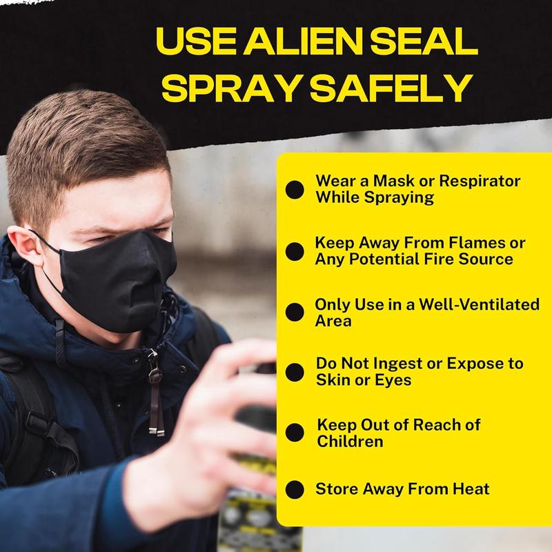 Alien Seal Spray Liquid Sealant Spray, Waterproof Liquid Rubber Spray Prevents Patches and Seals Leaks, Protects Surfaces, Works on Most Materials, Long Lasting, Dries Black or Clear-1 Can (14 Oz)