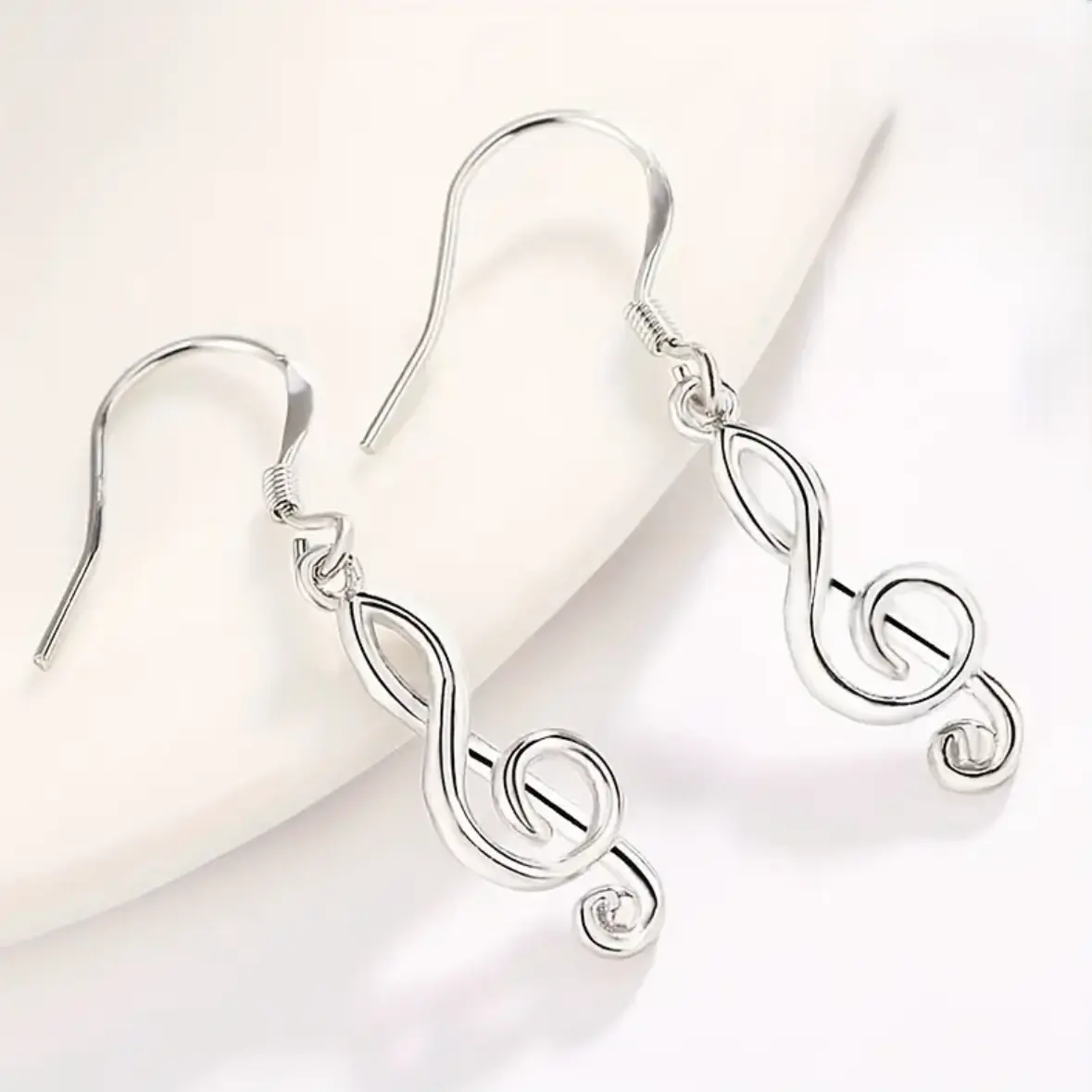 Silver Plated Music Note Drop Earrings for Women, Minimalist Dangle Earrings, Lightweight Fashion Jewelry Gift Fashionable Elegant Fashionable Stylish