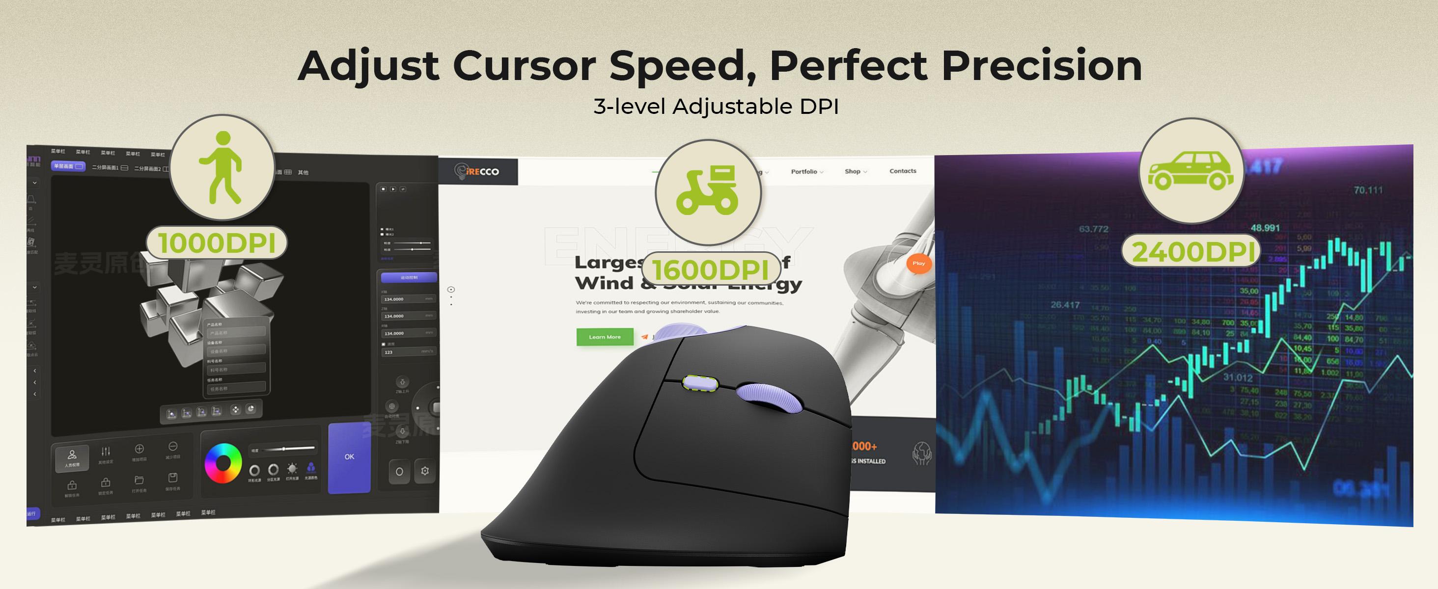 Seenda Ergonomic Mouse Rechargeable, USB+Dual Bluetooth, MOU-302 Vertical Wireless Mouse with Volume Knob, Quiet Clicks, Multi-Device Cordless Mice Compatible for Windows, PC Accessories , Laptop, Mac OS for Work