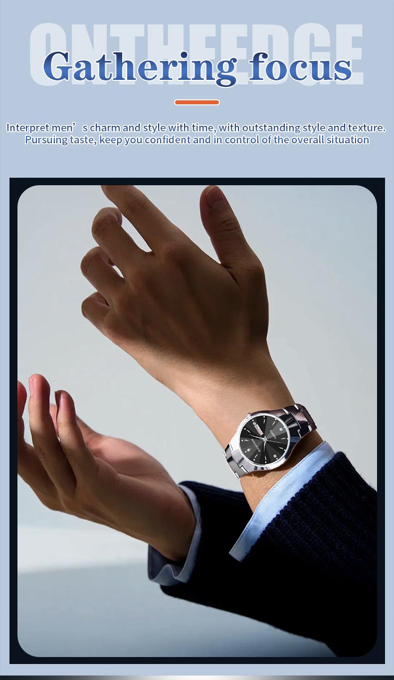 Men's casual and business round dial quartz watch, party fashion watch, daily clothing decoration, versatile trendy birthday gift watch