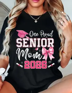 100% Cotton Unisex Senior Mom 2026 Matching Family Graduation Class Of 2026 T-Shirt