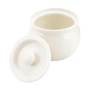 Golden Lion Ceramic Stew Pot Small White 350ml - 10.2x10.2x8cm, Ideal for Soups, Steaming, and Double Boiling