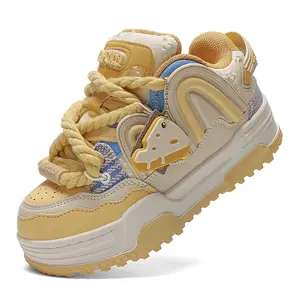 Q-AND 2026 New style thick-soled platform shoes, height-increasing versatile bread shoes, couple's skate shoes Comfortable Athletic Fashion Breathable Sports Sneakers