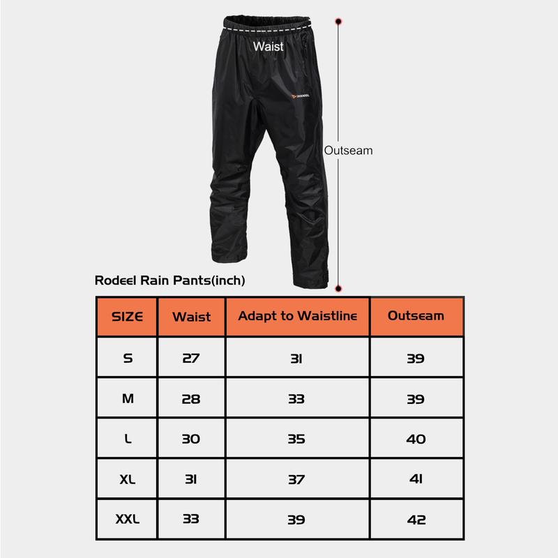 RODEEL 723 Waterproof Pants Men Lightweight Breathable Rainproof Bottoms Durable Rain Trousers Weatherproof Rainwear For Outdoor Hiking Camping Fishing Boating Car Washing Construction Roofing Landscaping Gardening Workwear, Holiday Gift