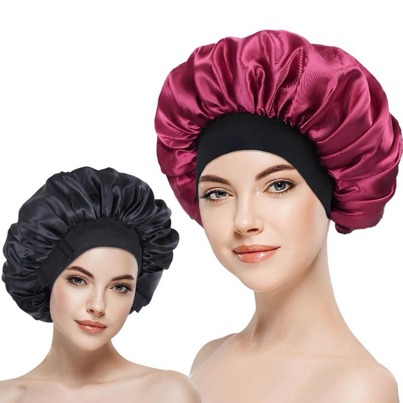 Double Layer Silk Bonnet for Haircare Soft Practical Sleeping Cap with Elastic Tie Band for Curly Natural Hair Comfortable Secure Fit Satin Bonnet for Hair Care Heatless