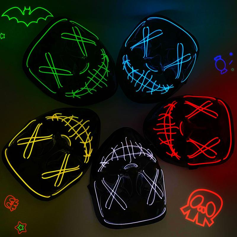 LED Halloween Mask with 4 Lighting Modes, Scary Spooky Mask for Festival Cosplay, Halloween Costume Masquerade Parties, Carnival, Gifts