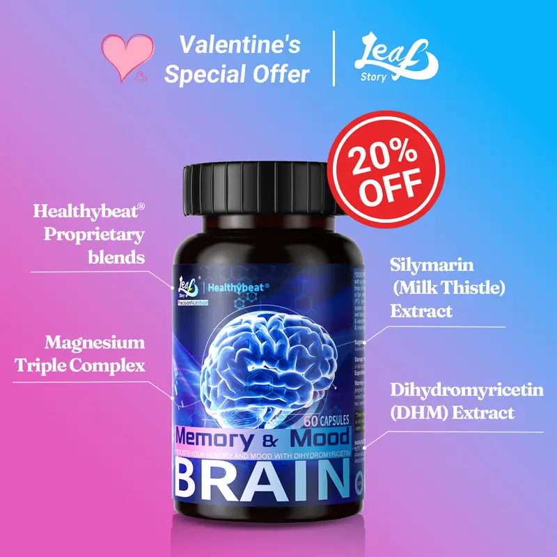 LeafStory Nootropic Brain Supplements for Memory and Focus, Cognitive Function for Mental Health & Clarity with Phosphatidylserine, Vitamin B6 B12, Folate & Dihydromyricetin, 60 Capsules-N1-bd