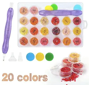 AB Diamond Painting Beads with Pen Kit 4000 PCS 20 Colors Round Drills Replacement DIY Diamond Art Set